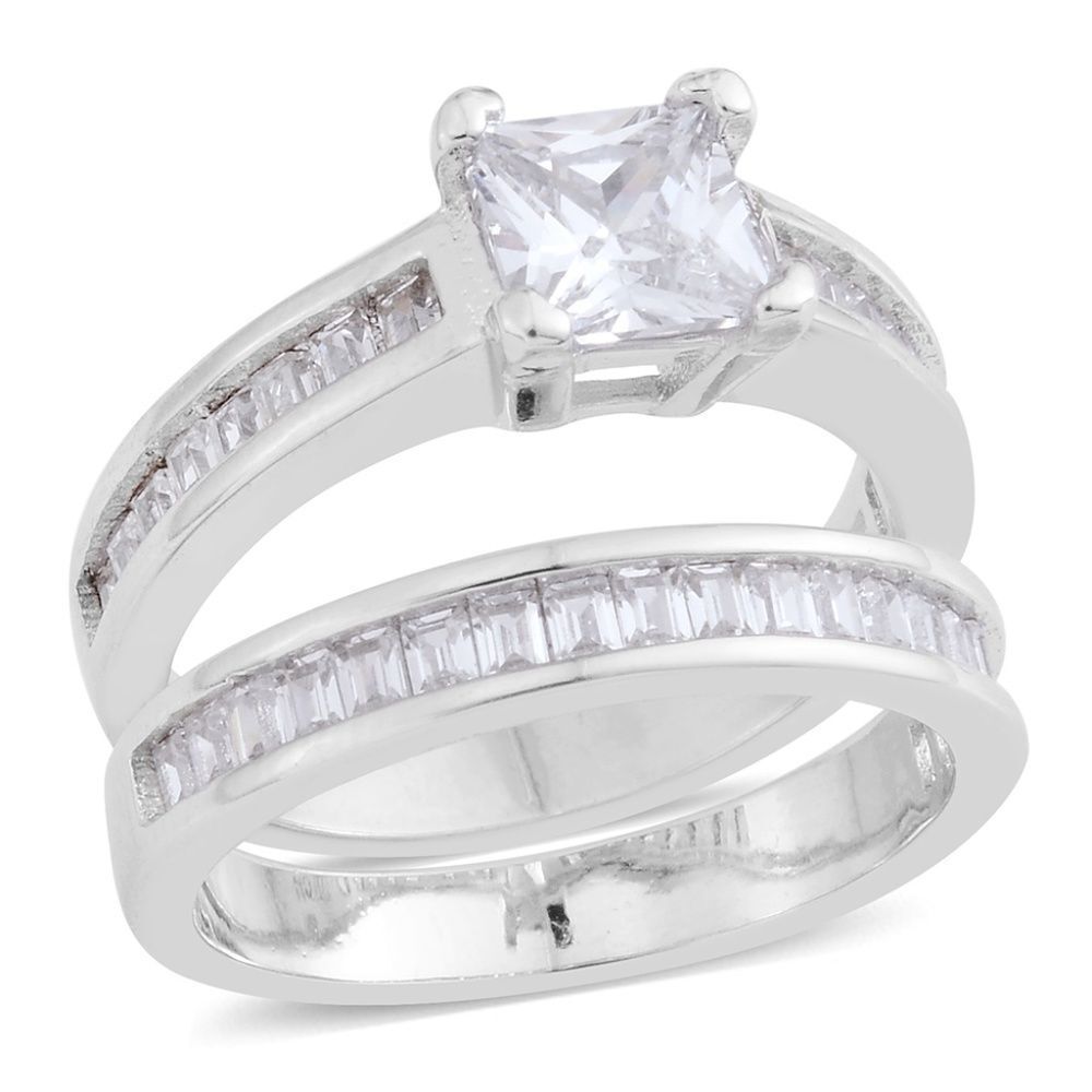 Wedding Rings Set Simulated Diamond